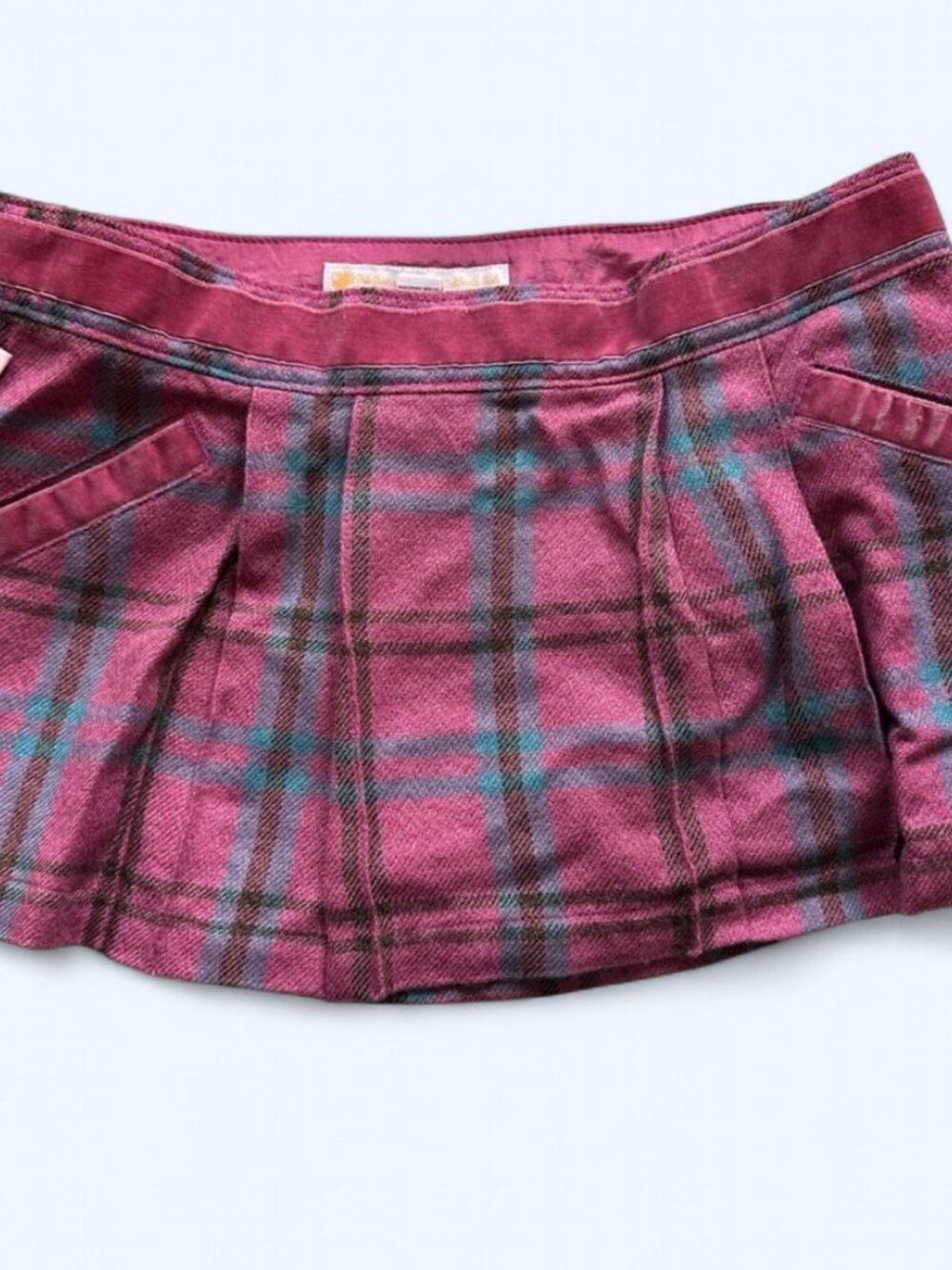 Y2k Hollister Pink Plaid Mini Skirt with Rhinestone Accents Sz 2